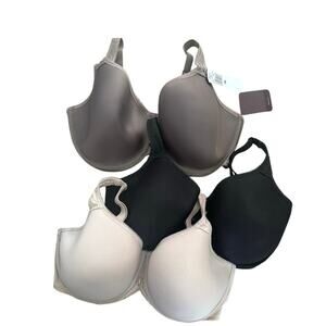 Lot of 3 bras 38G black taupe nude plus size excellent condition Felina Paramour